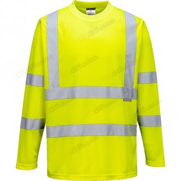 T-Shirt Homme avec bandes réfléchissantes Haute visibilité AVENUE Fluo  Taille S Couleur Jaune - Absigns SAS