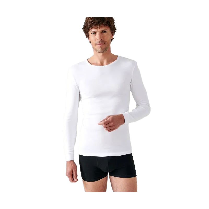 Tee-shirt manches homme longues DAMART 12301 Blanc. Vu de face