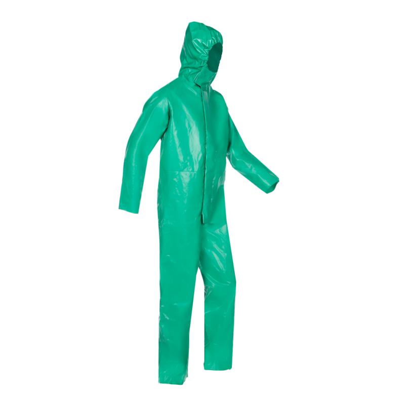 Combinaison de protection avec capuche 100% étanche multirisques Sioen ESSEN Vert. Vu de profil